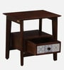 Zellige Solid Wood Bedside Table In Tubbaq Finish With Drawer