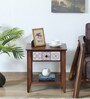 Zellige Solid Wood End Table In Tubbaq Finish With Drawer