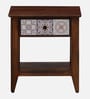 Zellige Solid Wood End Table In Tubbaq Finish With Drawer