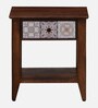 Zellige Solid Wood End Table In Tubbaq Finish With Drawer