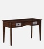 Zellige Solid Wood Study Table In Tubbaq Finish With Drawers