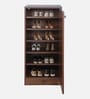 Zen 12-Pairs 1 Door Shoe Cabinet With Adjustable Shelf In Columbian Walnut Finish