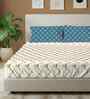 Zen Blocks Blue 144 Tc Cotton Double Bedsheet With 2 Pillow Covers