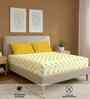 Zen Blocks Yellow 144 Tc Cotton Double Bedsheet With 2 Pillow Covers