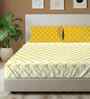 Zen Blocks Yellow 144 Tc Cotton Double Bedsheet With 2 Pillow Covers