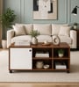 Zentra Dual Tone Center Table With MultiShelve In Walnut Finish Zentra Dual Tone Center Table With MultiShelve In Walnut Finish