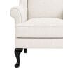 Zenvira Teak Wood Wing Chair With Suede Fabric In White Colour Zenvira Teak Wood Wing Chair With Suede Fabric In White Colour