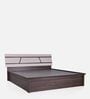 Zephyr Queen Size Bed In White And Brown color With Hydraulic Storage