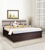 Zephyr Queen Size Bed In White And Brown color With Hydraulic Storage