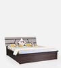 Zephyr Queen Size Bed In White And Brown color With Hydraulic Storage