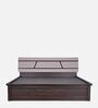 Zephyr Queen Size Bed In White And Brown color With Hydraulic Storage