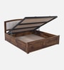 Zephyr Sheesham Wood King Size Bed In Provincial Teak Finish With Hydraulic Storage