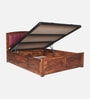 Zephyr Sheesham Wood Queen Size Bed In Honey Oak Finish With Hydraulic Storage Zephyr Sheesham Wood Queen Size Bed In Honey Oak Finish With Hydraulic Storage