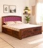 Zephyr Sheesham Wood Queen Size Bed In Honey Oak Finish With Hydraulic Storage Zephyr Sheesham Wood Queen Size Bed In Honey Oak Finish With Hydraulic Storage