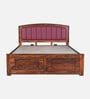 Zephyr Sheesham Wood Queen Size Bed In Honey Oak Finish With Hydraulic Storage Zephyr Sheesham Wood Queen Size Bed In Honey Oak Finish With Hydraulic Storage