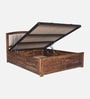 Zephyr Sheesham Wood Queen Size Bed In Provincial Teak Finish With Hydraulic Storage