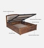 Zephyr Sheesham Wood Queen Size Bed In Provincial Teak Finish With Hydraulic Storage