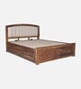 Zephyr Sheesham Wood Queen Size Bed In Provincial Teak Finish With Hydraulic Storage