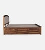 Zephyr Sheesham Wood Queen Size Bed In Provincial Teak Finish With Hydraulic Storage
