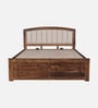 Zephyr Sheesham Wood Queen Size Bed In Provincial Teak Finish With Hydraulic Storage