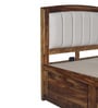 Zephyr Sheesham Wood Queen Size Bed In Provincial Teak Finish With Hydraulic Storage