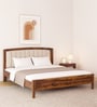 Zephyr Sheesham Wood Queen Size Bed In Provincial Teak Finish