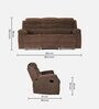 Santos Fabric 3 Seater Manual Recliner In Brown Colour