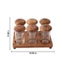 Set of 6 Zest Storage Jar Set Glass & Acacia Wood with Tray