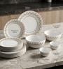 Zestin White Glass Dinner Set (Pack of 27)