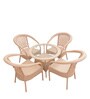 Zeus Wicker Patio Table and Chair Set in Fawn Colour with 4 Chairs