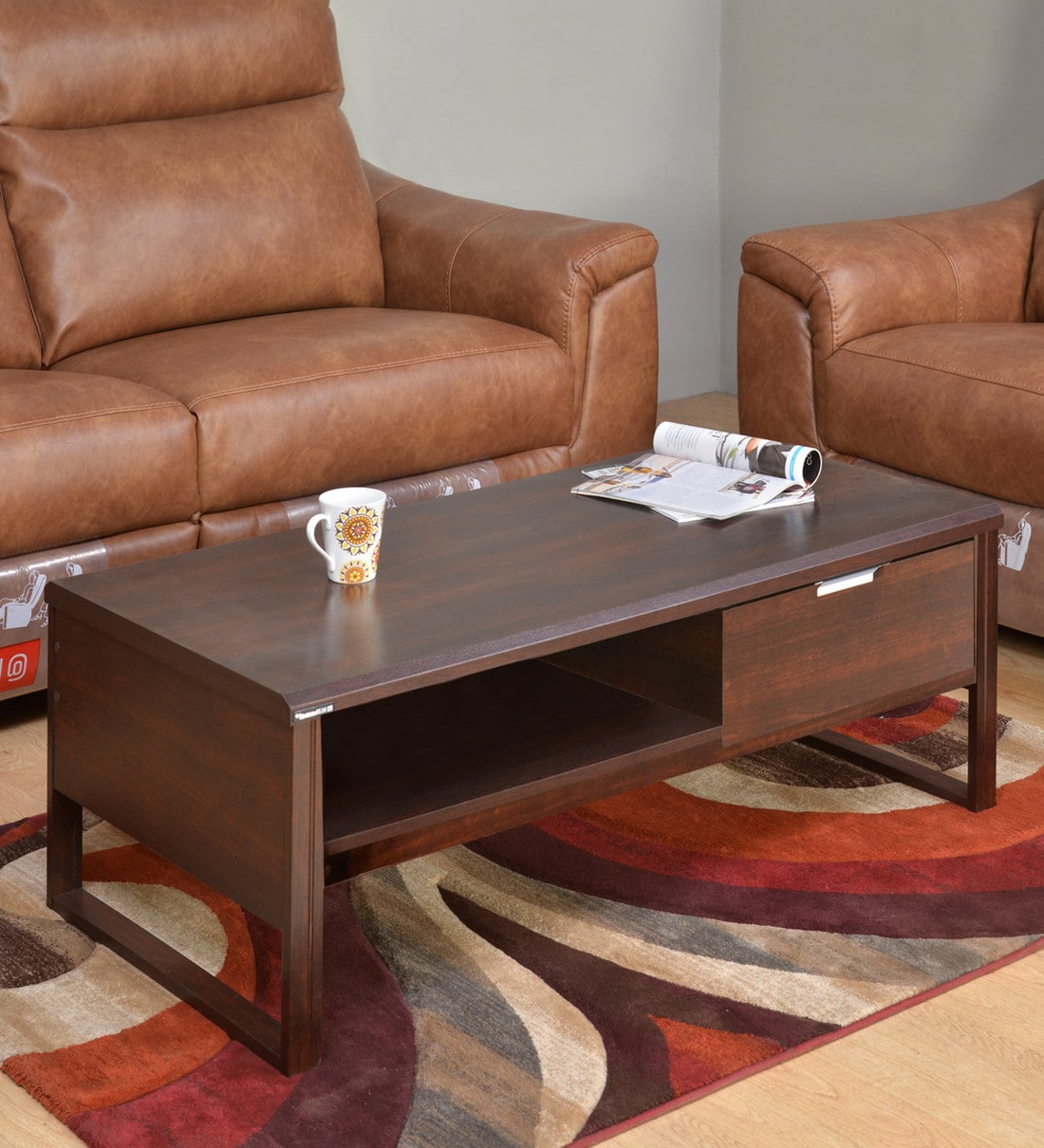 Buy Zina Coffee Table in Walnut Colour by Nilkamal Online Contemporary Rectangular Coffee