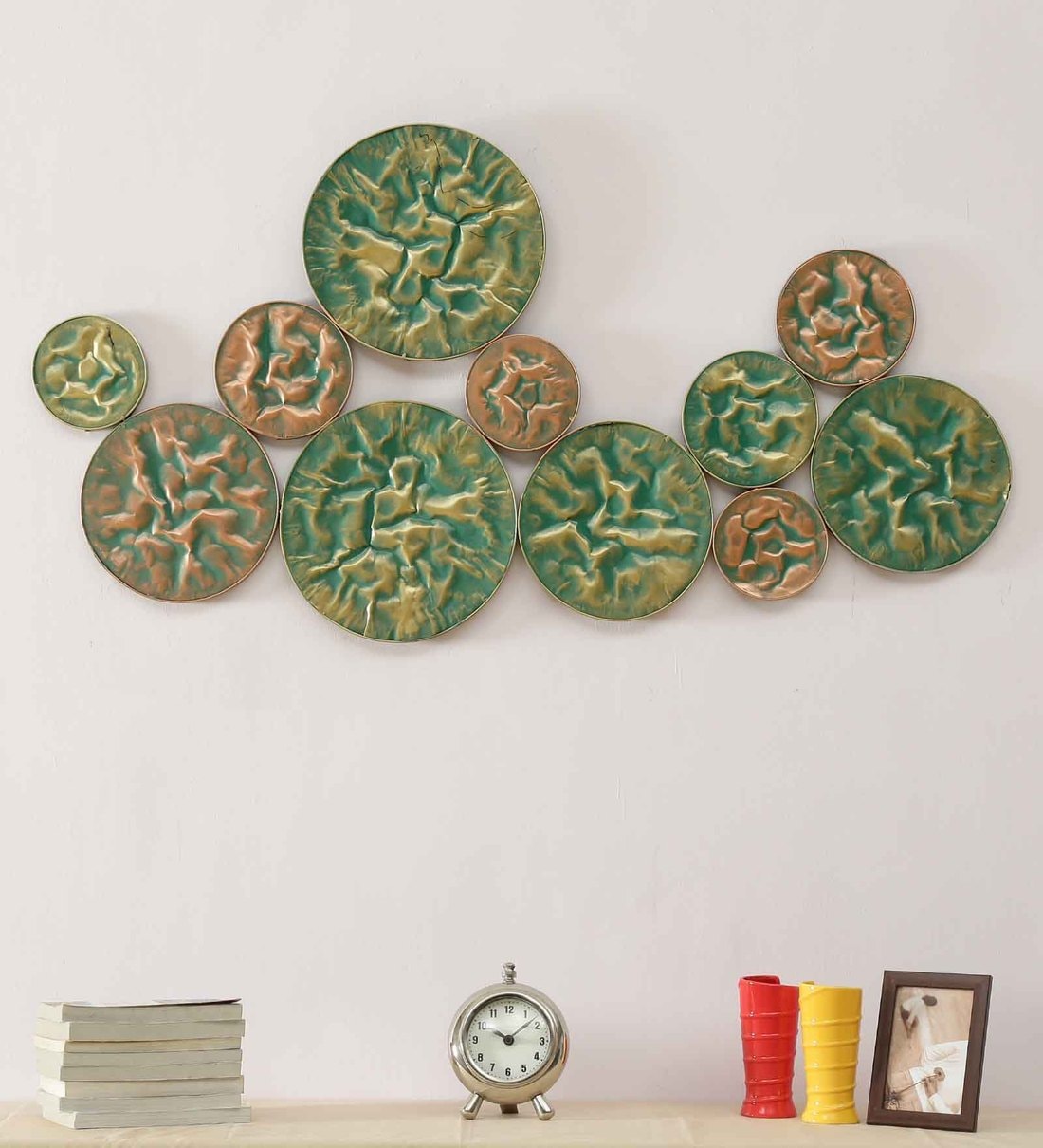 Buy Iron Abstract Wall Art In Green By Vedas Online Abstract Metal