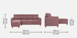 Zivo Plus Fabric LHS &RHS Convertible Sectional Sofa In Dusky Pink Colour