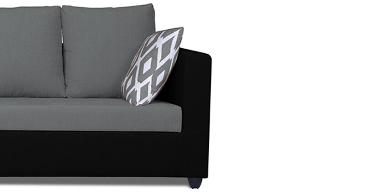 Buy Zink Straightline 3 Seater Sofa In Black Grey Colour By Adorn India