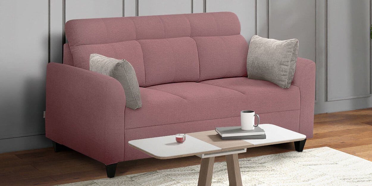 Buy Zivo Fabric 3 Seater Sofa in Dusky Pink Colour by Duroflex Online