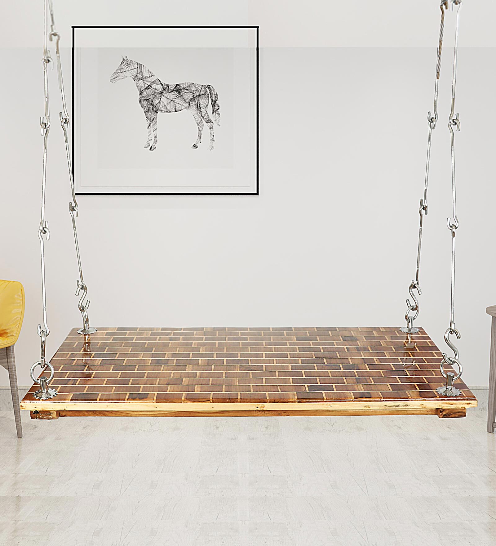 Ziegel Teak Wood Swing in Brown Colour