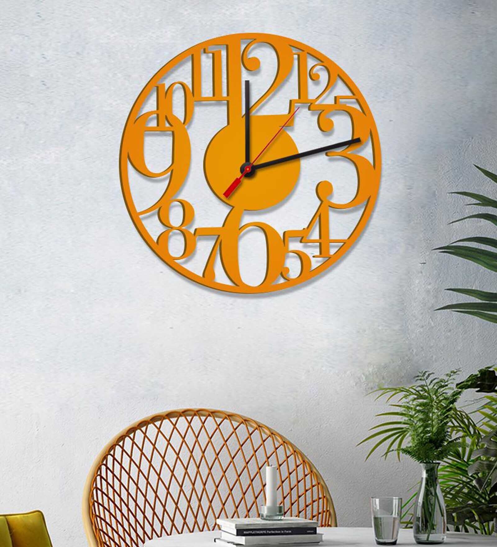 Yellow MDF Zig Zag Modern Wall Clock