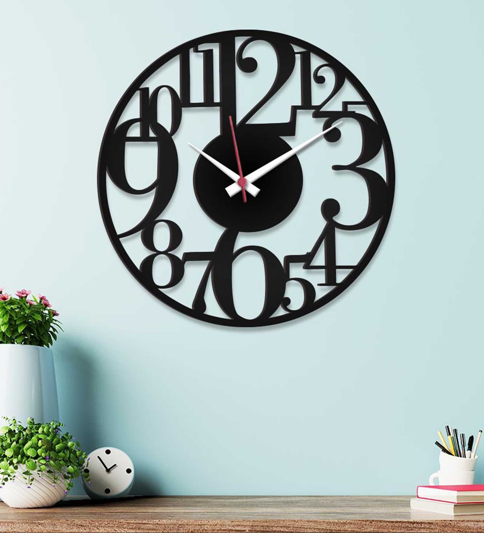 Zig Zag Numbers Wooden Wall Clock