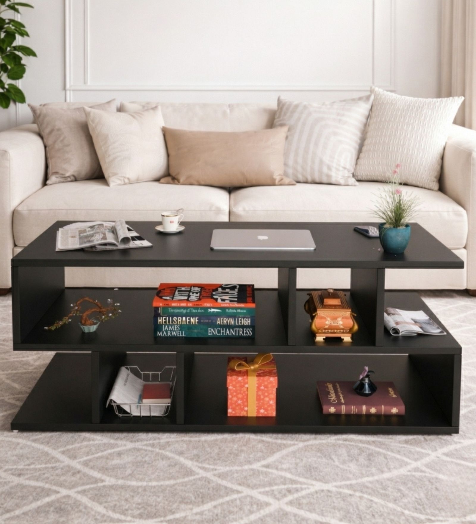 Zig zag Table Coffee table In Black Finish