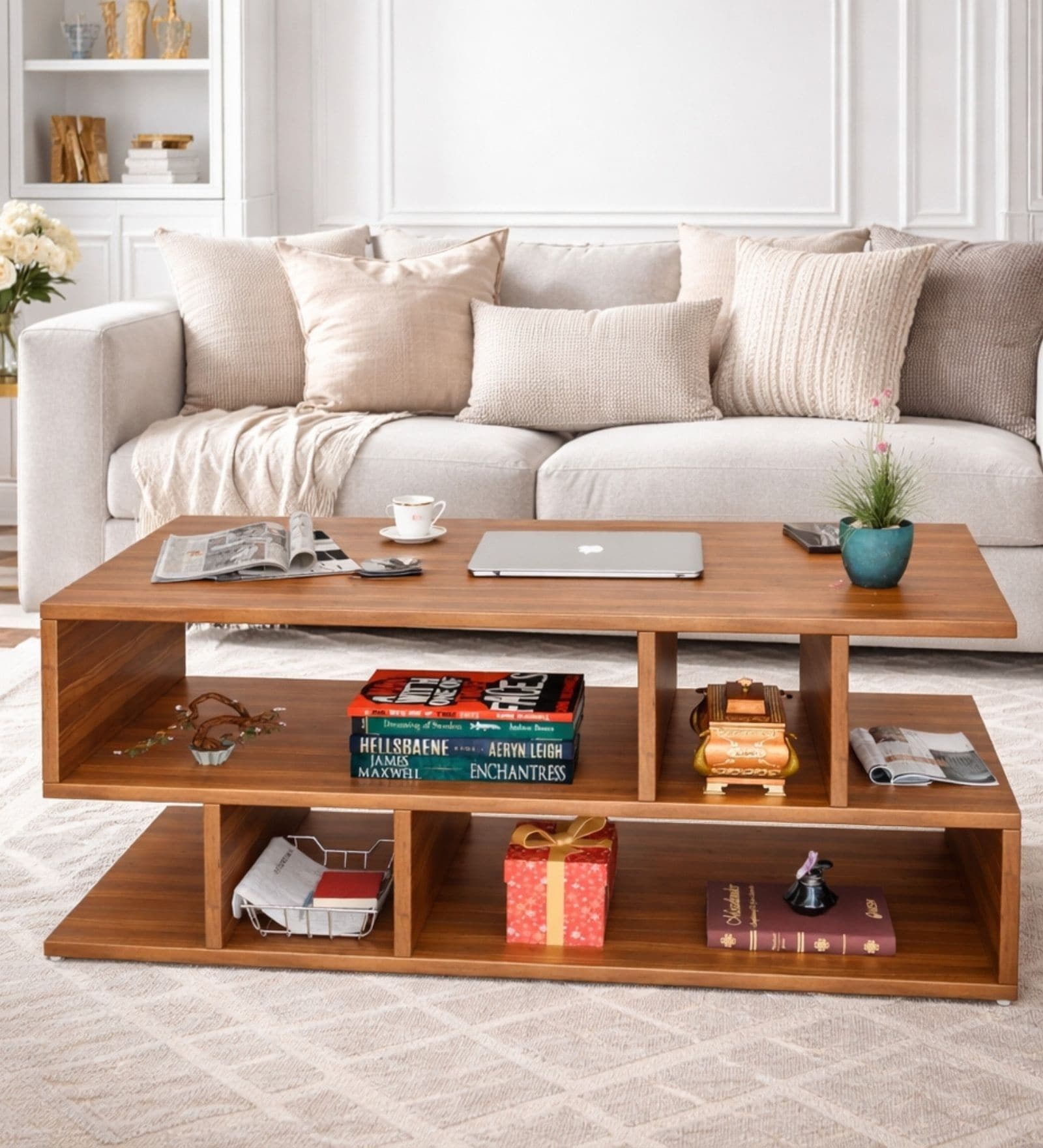 Zig zag Table Coffee table In Noce Lyon Finish