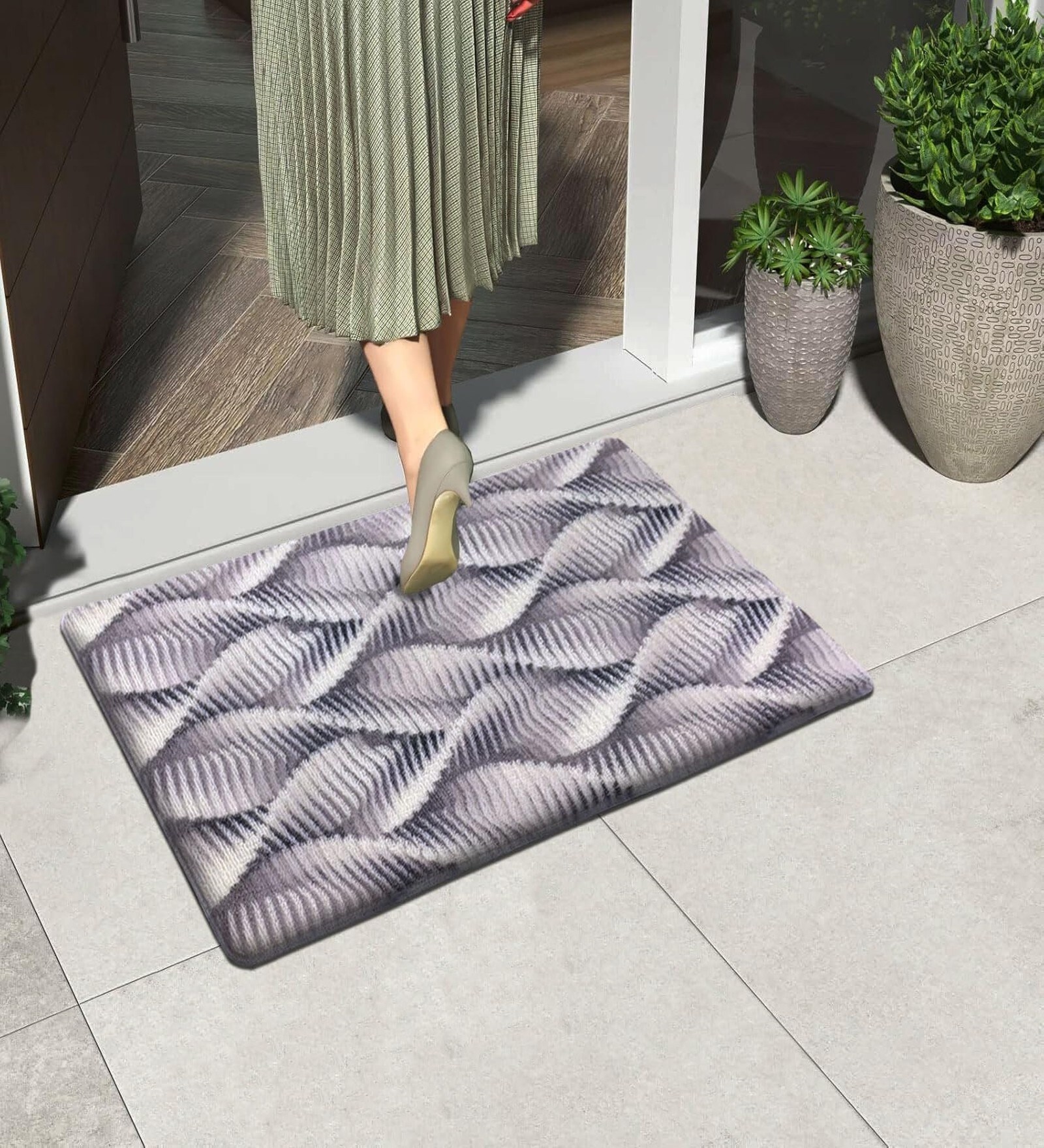 Zigzag PVC 16x24 Inches Anti Skid Door Mat