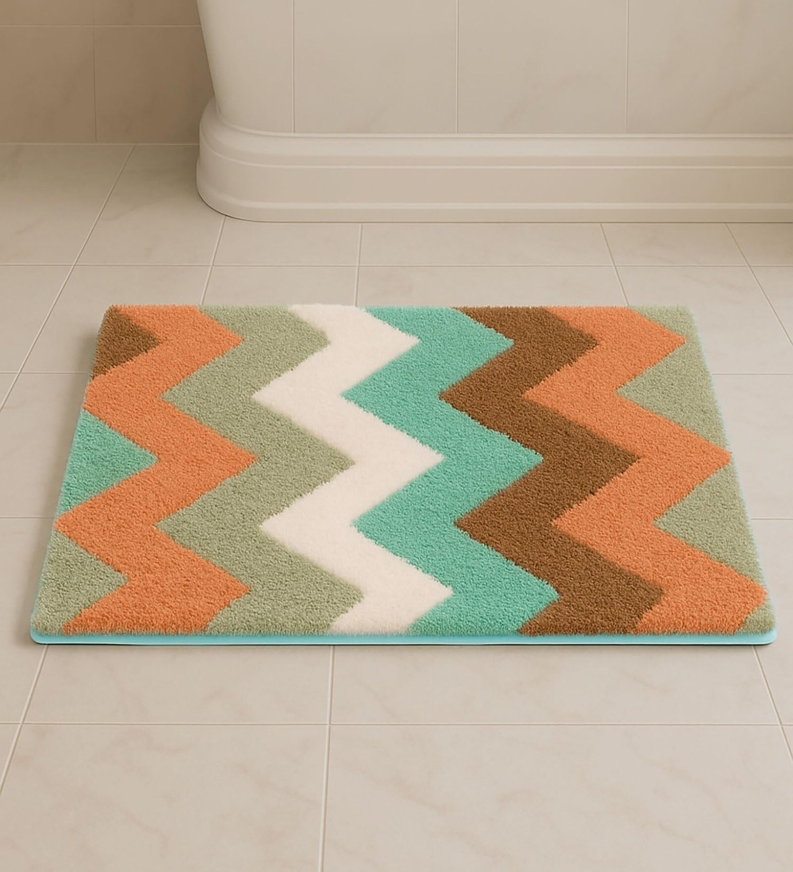 ZigZag Rust Microfiber 16x24 Inches Super Soft Bath Mat