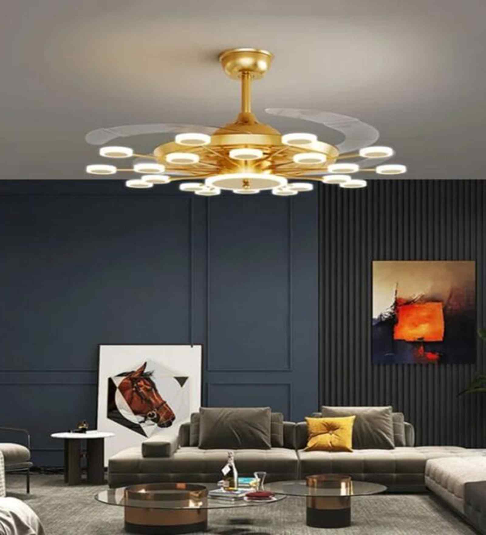 Zilo Smart Fan Matt Gold Metal , Google & Alexa Remote & App Control