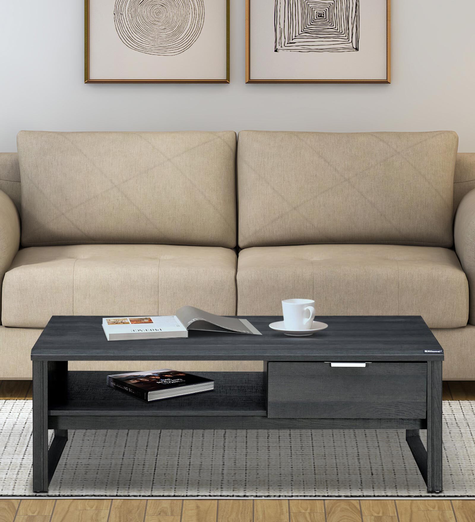 Buy Zina Large Coffee Table in Light Charcoal Grey Colour at 33 OFF by