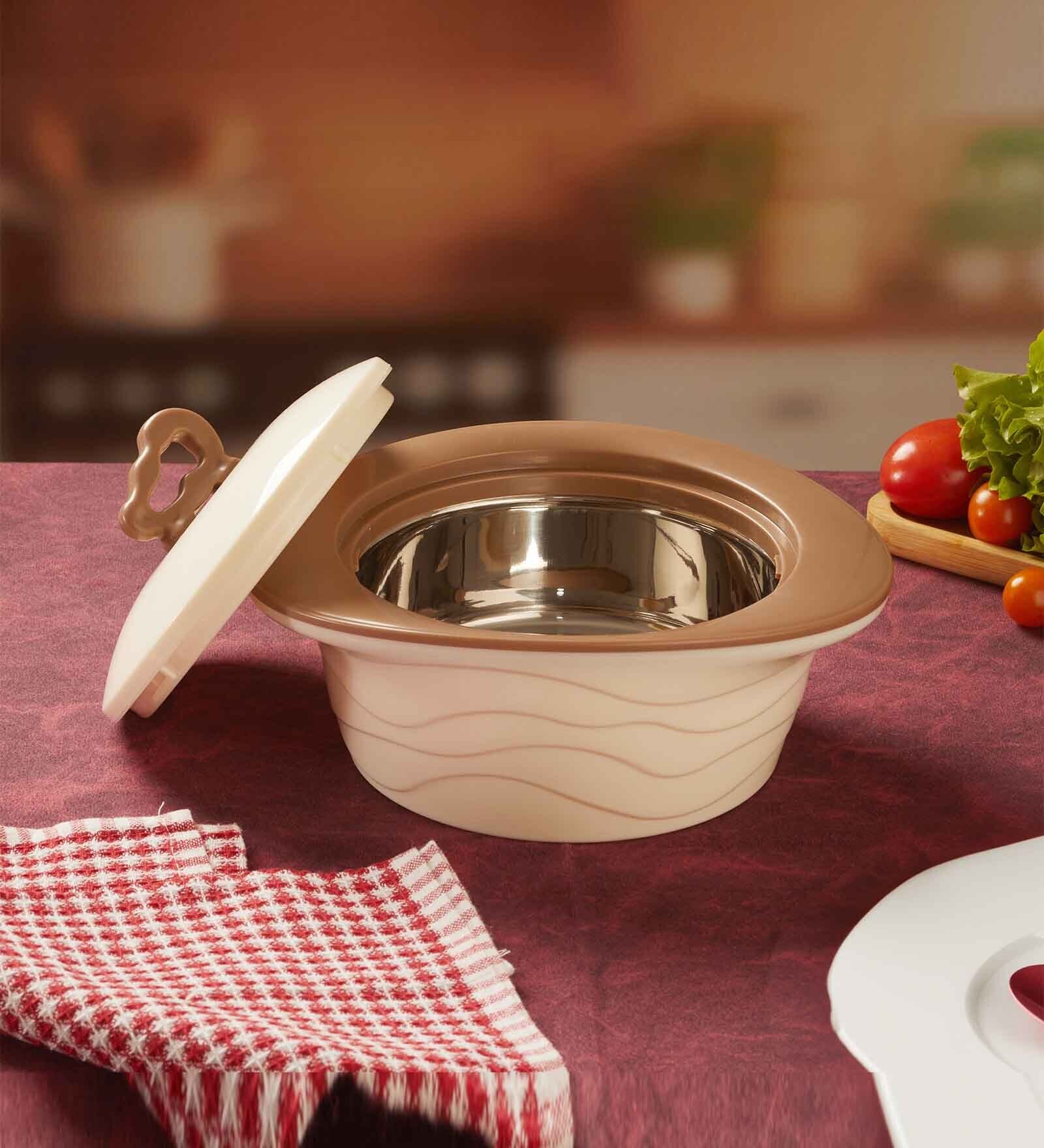 Zinna Brown Plastic & Steel Thermoware 750ML Casserole