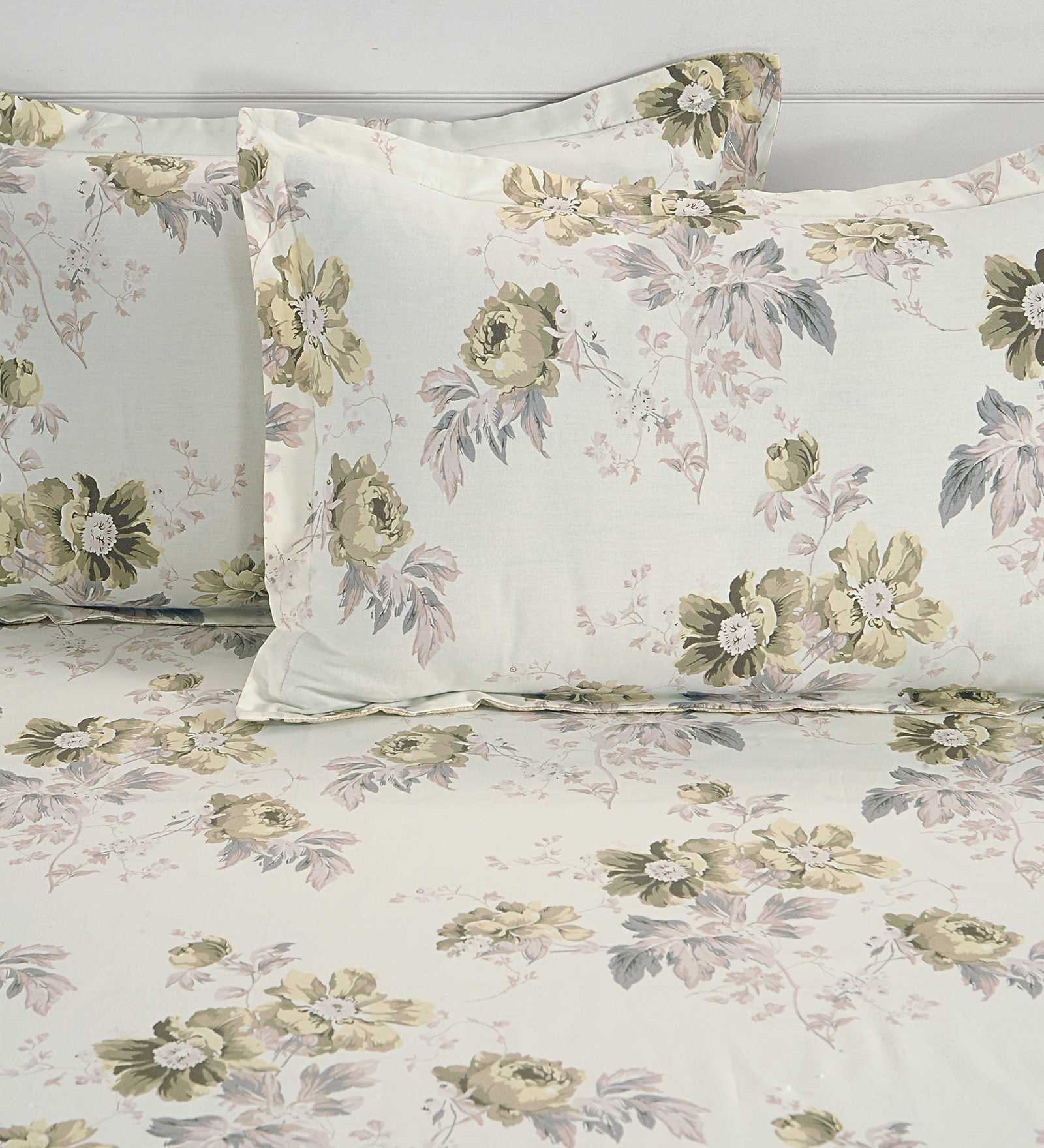 Buy Grey Floral 240 TC Cotton Satin Double Size Bedsheet With 2 Pillow