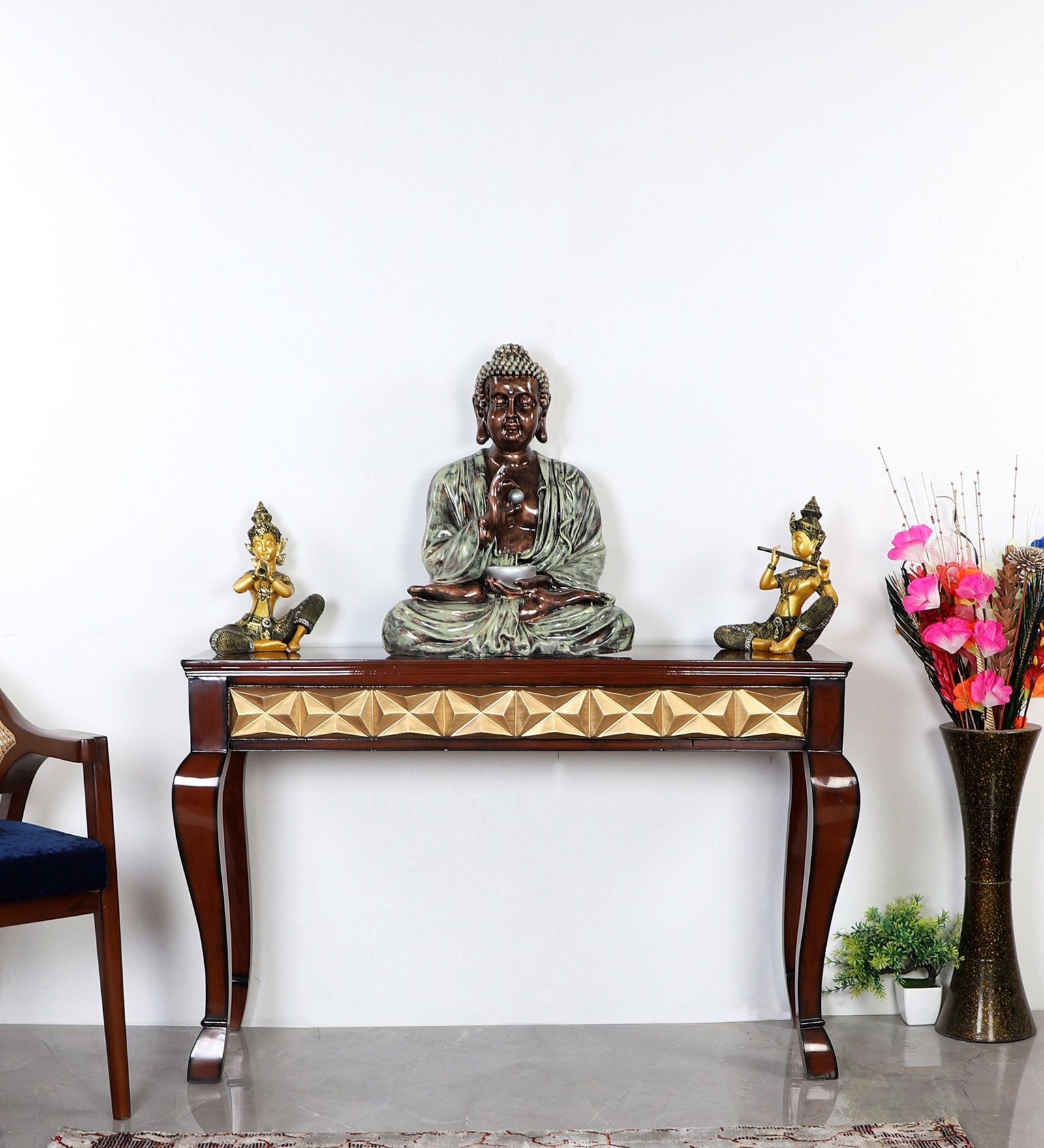 Ziri Solid Wood Console Table in Brown Colour