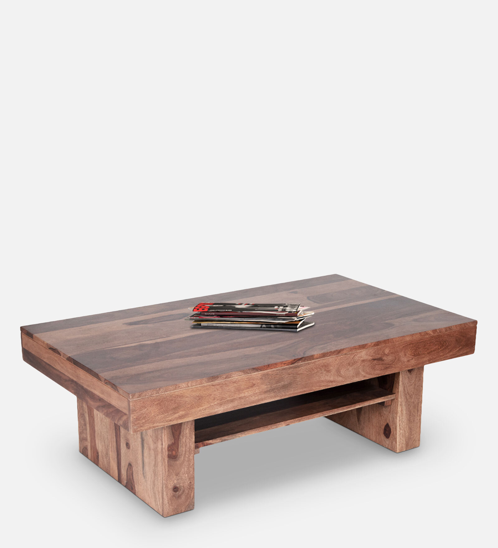 Ziva Sheesham Wood Coffee Table With Self In Walnut Colour