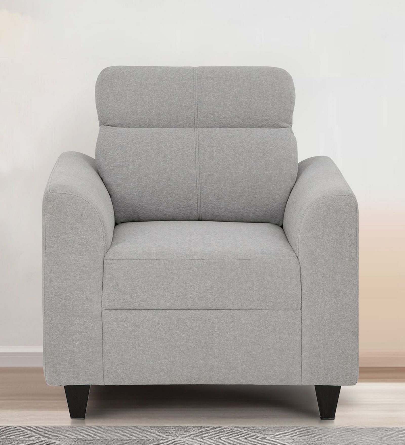 Zivo Fabric 1 Seater Sofa in Cloudy Grey Colour