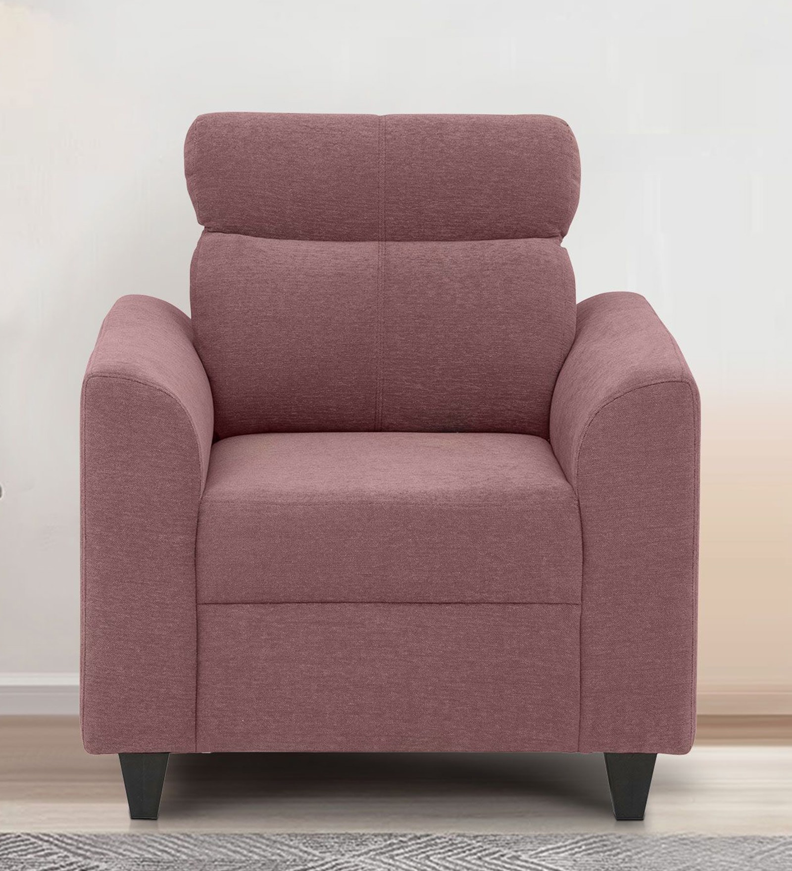 Zivo Fabric 1 Seater Sofa in Dusky Pink Colour